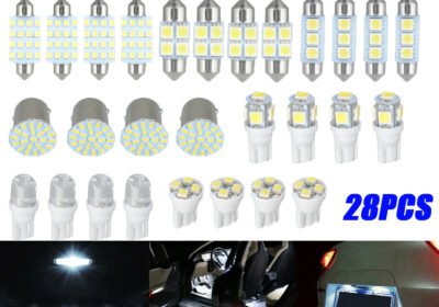 28Pcs White Car Interior LED Light Accessories For Dome Map License Plate Bulbs