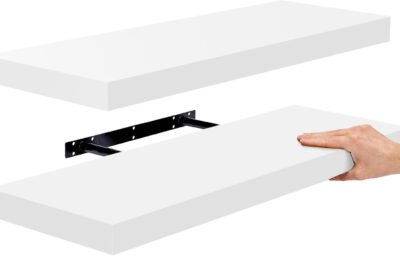 Sorbus Floating Shelves – Hanging Wall Shelves Decoration – 24″ Long – (White)