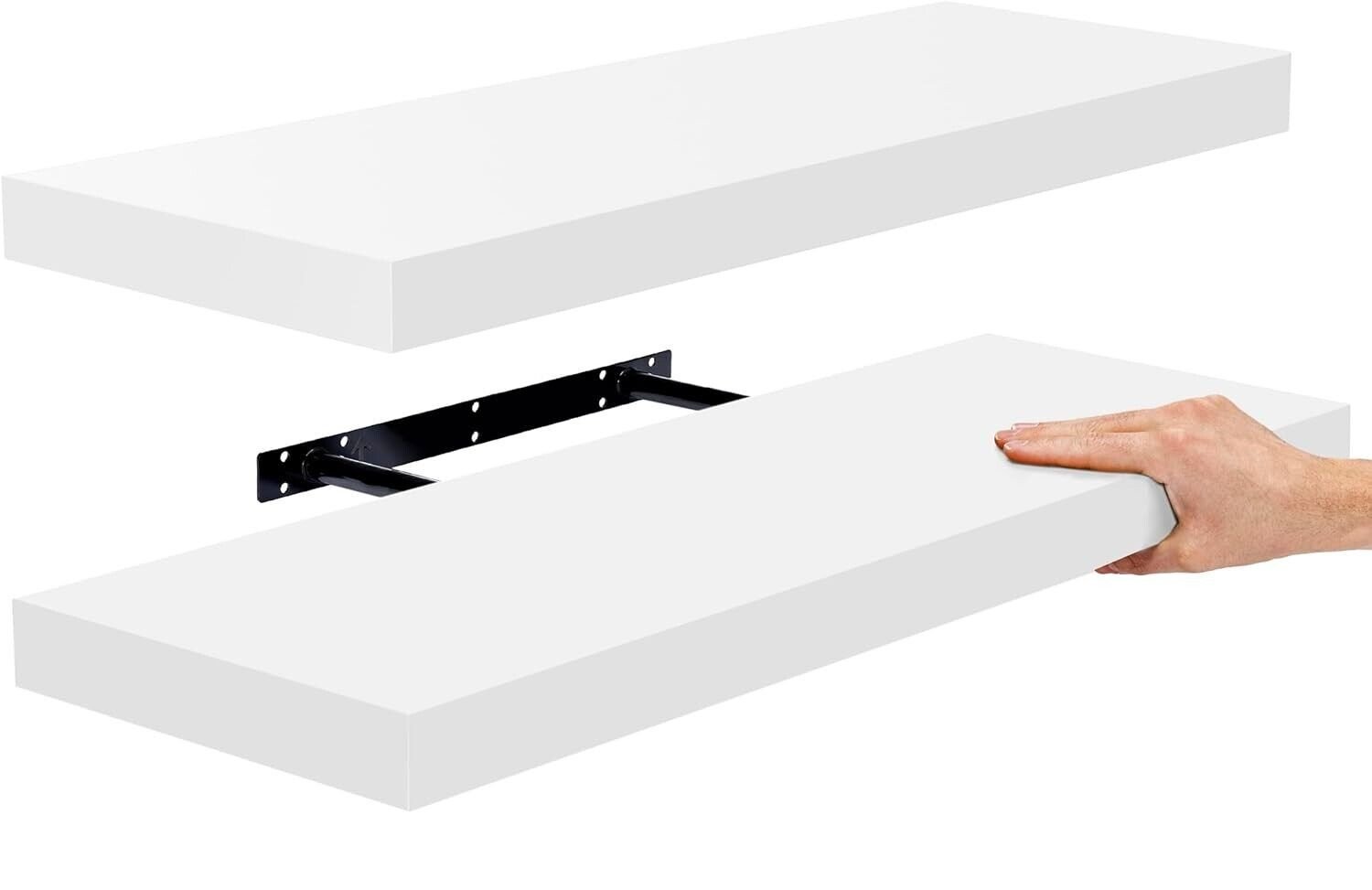 Sorbus Floating Shelves – Hanging Wall Shelves Decoration – 24″ Long – (White)