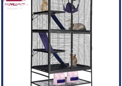 4-Tier Heavy Duty 64” Deluxe Small Animal Metal Cage with Ramps Storage Shelf
