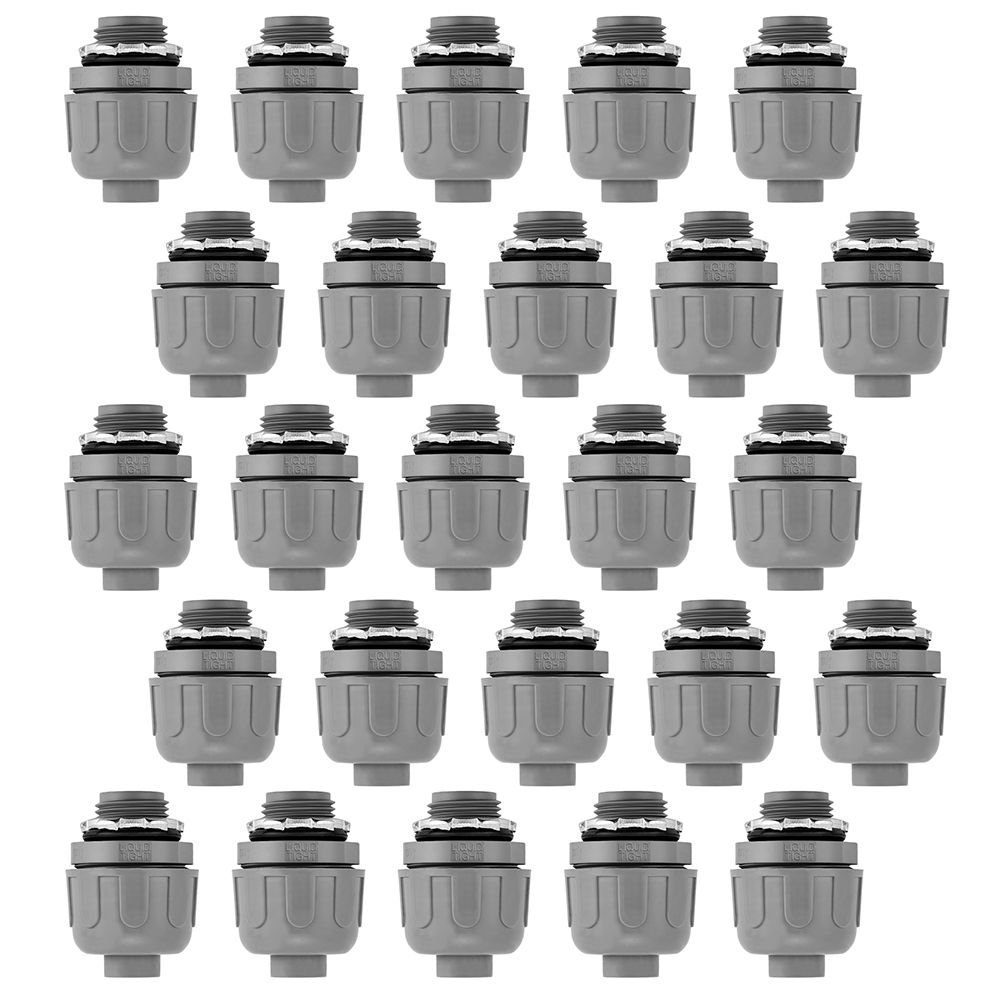 1/2 in. NPT Straight Liquid Tight Conduit Fitting Connectors (25 Pack)