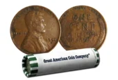 Roll of 50 Mixed Date Wheat Cents In Circulated Condition
